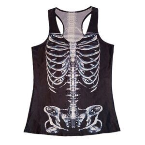 Womens Small Tank Top Skeleton Bionic Bones Gothic Sleeveless Halloween Tank